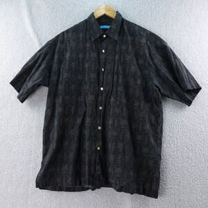 Tori Richard Mens L Button Up Palm Tree Print Shirt‎ Vacation Aloha Hawiian